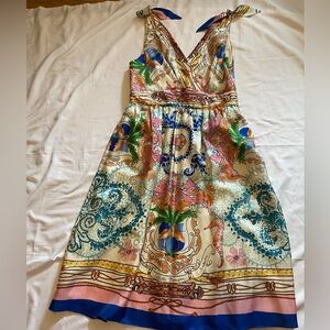 Anthropologie Colette Dinnigan Women Dress Tied Acionna Silk Satin Size 6 New